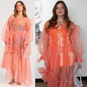 Kkco Nine Twenty-Seven Dress Apricot Size Large Japanese Organza Babydoll Dress